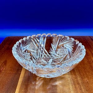 Antique ABP Cut Glass Bowl – Spinning Pinwheels Pattern – Brilliant Lead Crystal – American Brilliant Period 1880–1917