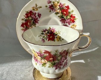 Paragon “Flower Festival” Teacup and Saucer, Vintage Bone China England