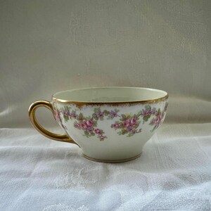 Antique Limoges Bridal Wreath Teacup: French Porcelain with Pink Roses