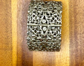 Vintage Italian Brass Filigree Cuff Bracelet – Bold & Elegant Statement Piece