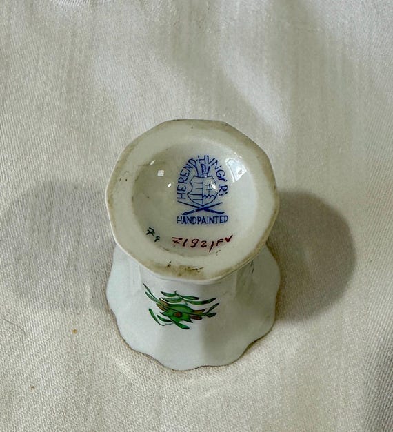 Herend Hungary Small Porcelain Vase Green Chinese Bouquet Pattern