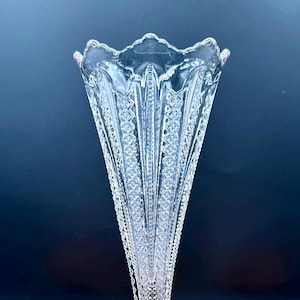 Antique Duncan Miller #42 Mardis Vase – 1894 EAPG Clear Pressed Glass – 10” Tall – Victorian Era Floral Vase – Early American Pattern Glass
