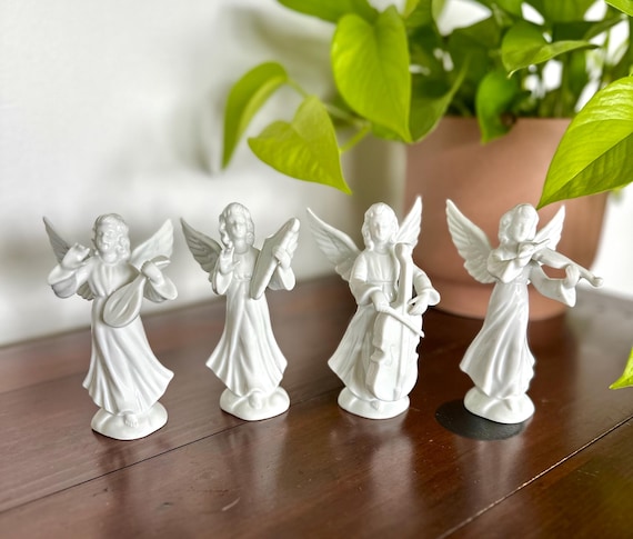 Vintage Dresden Porcelain Angel Musicians Set of 4 White Figurines