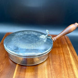 Vintage Viking Plate Silver-Plated Silent Butler: Crumb Catcher with Wood Handle
