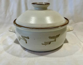 Vintage Studio Pottery Lidded Casserole, Signed Artisan Stoneware