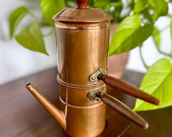 Vintage Douro Copper Neapolitan Flip Coffee Maker Cuccumella Pot