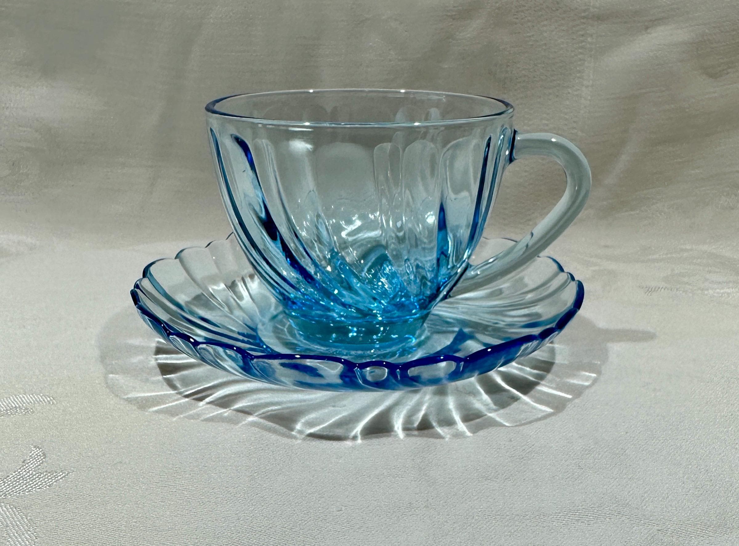 Set De 4 Tasses Et Soucoupes Verre Argenté - Style Mid-Century Moderne Galaxie