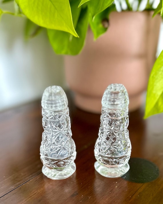 Vintage Cut Glas Salz Pfeffer Streuer Kristall Geschirr Paar