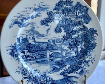 Vintage Woods & Sons Countryside blauwe transferware borden set van 4 inch