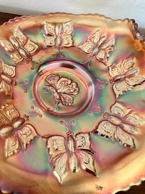 フェントン マリーゴールド カーニバル ガラス バタフライ ボンボン