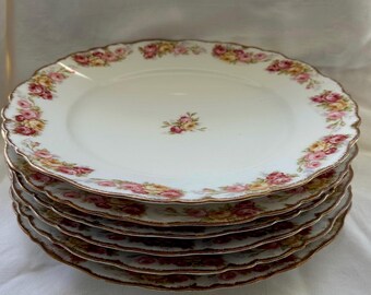 Antique Limoges Dinner Plates Elite Works Roses Set of 6 - Etsy