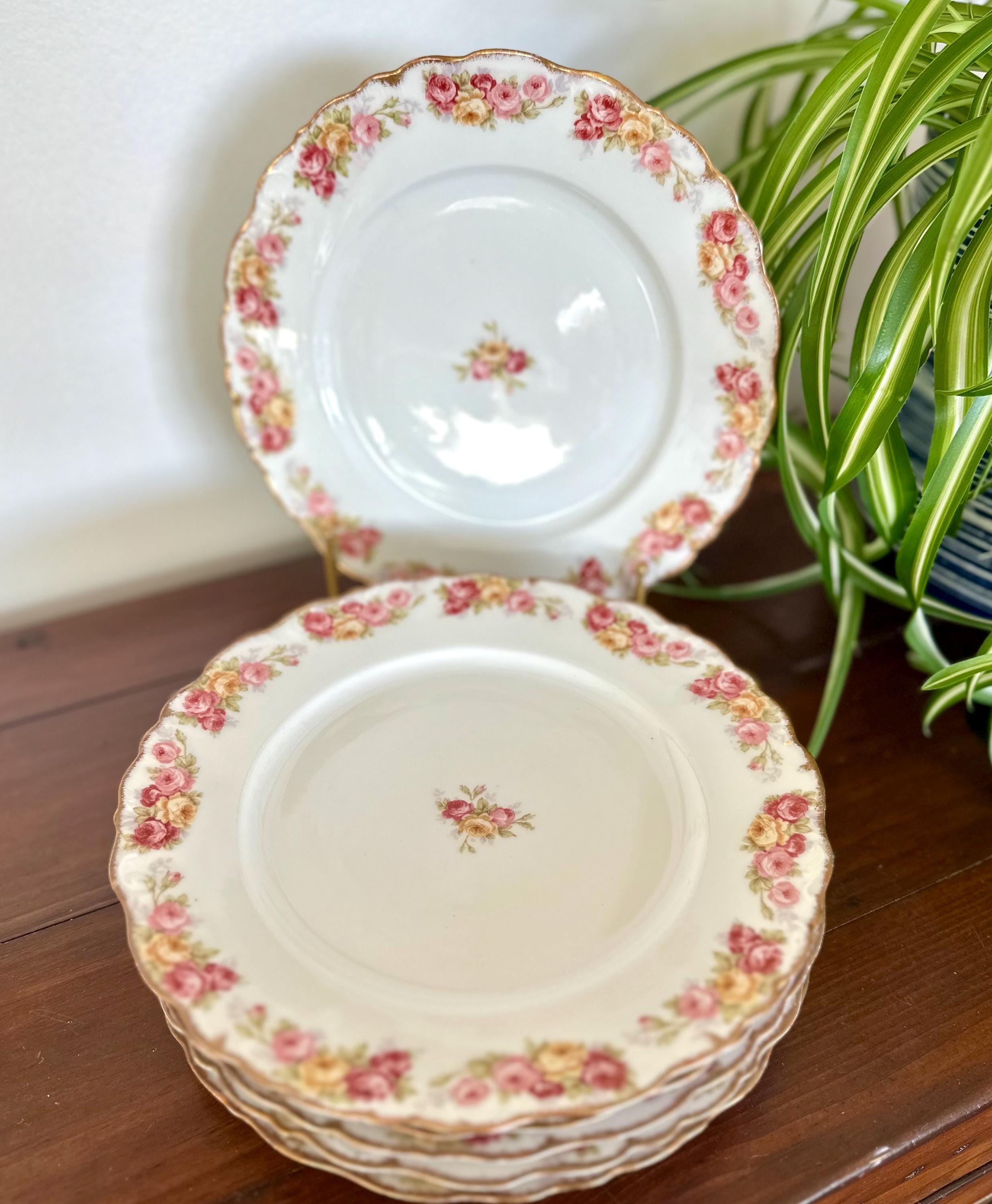 フランス製　Limoges ROSE DE LIMOGESディナープレート ペア Antique Limoges Dinner Plates Elite Works Roses Set of 6 - Etsy