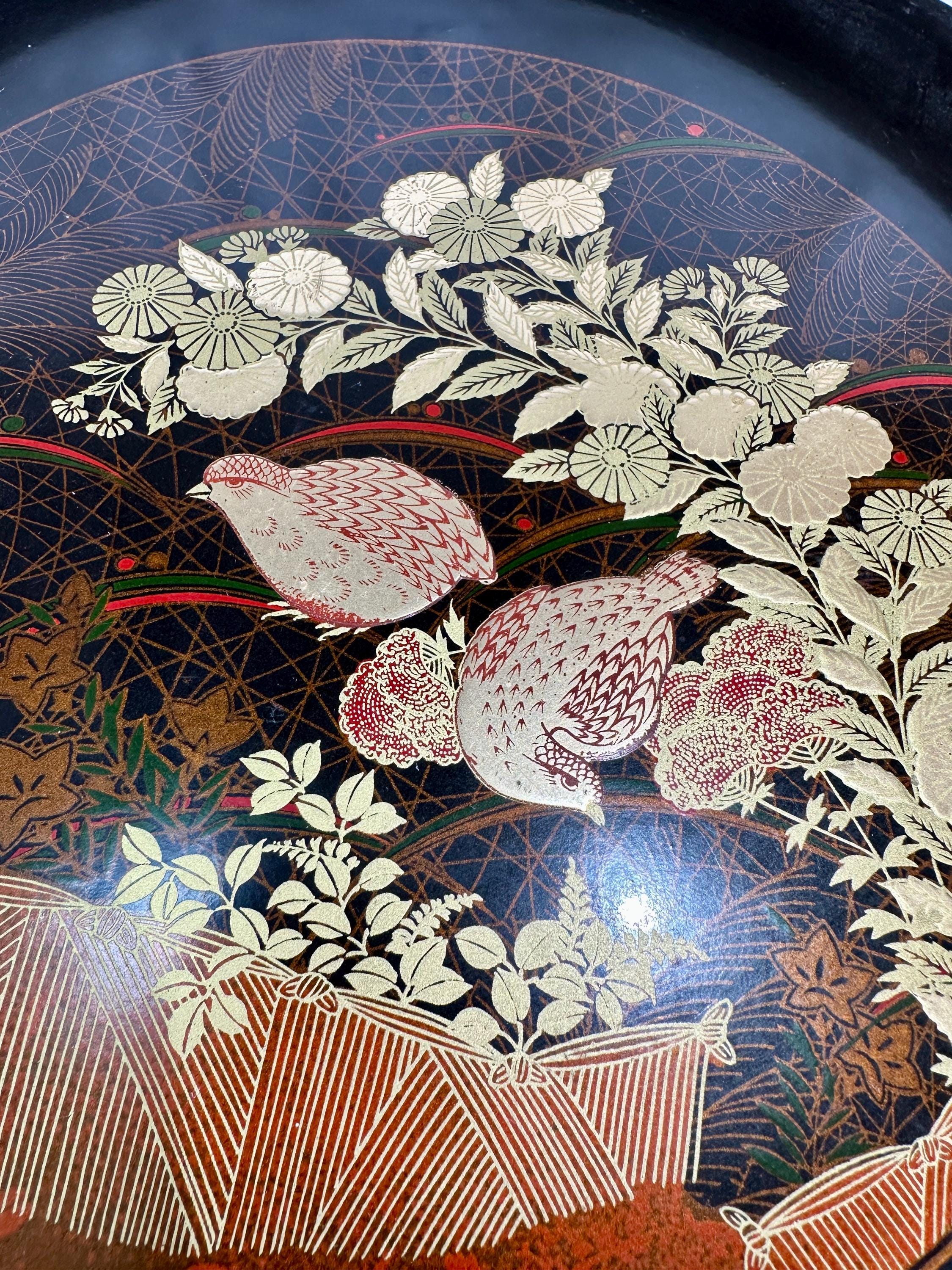 Vintage Otagiri Handcrafted Japanese Lacquer Tray – 30cm, Gold