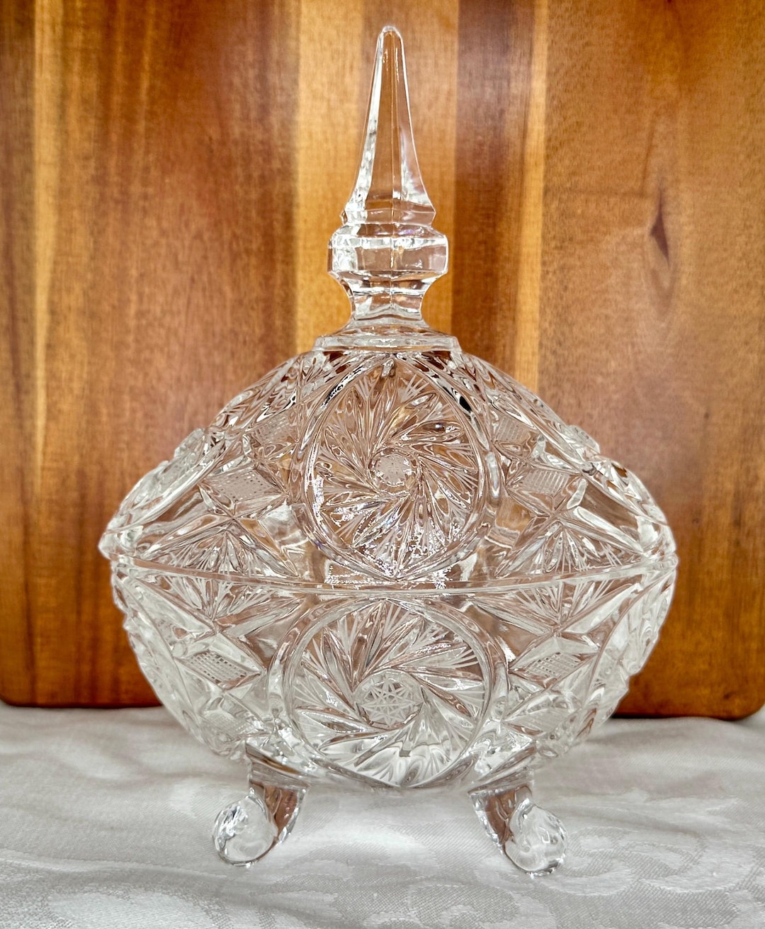 Vintage Lead Crystal Candy Dish With Lid