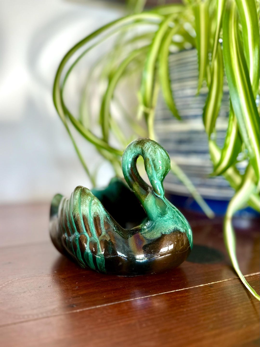 Vintage Blue Mountain Pottery Swan Napkin Holder MCM Drip Glaze - Etsy