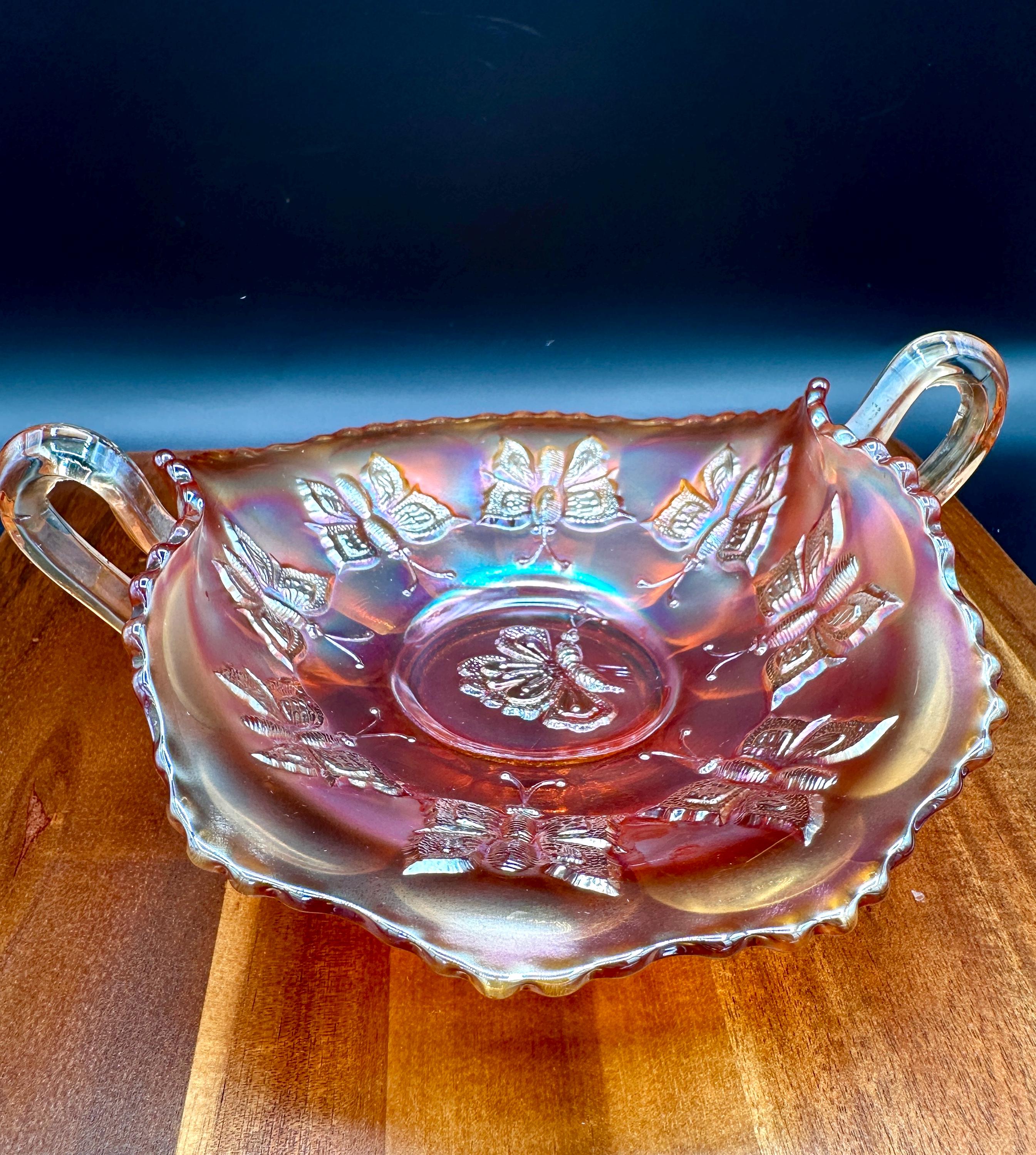 フェントン マリーゴールド カーニバル ガラス バタフライ ボンボン