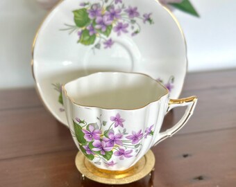 Vintage Windsor Violet Teacup Saucer Bone China England