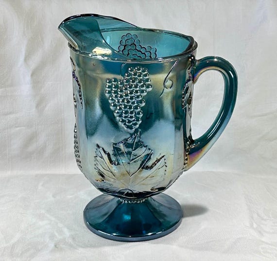 INDIANA GLASS　カーニバルガラス Indiana Glass Blue Purple Iridescent Carnival Glass Pitcher