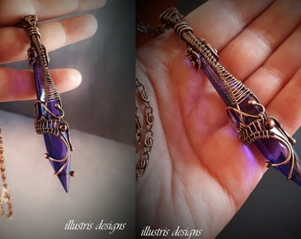 Purple crystal prism pendant