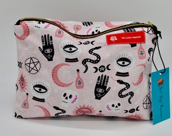 Pink Occult Goth Witchy Summer Zipper Pouch - Large Size