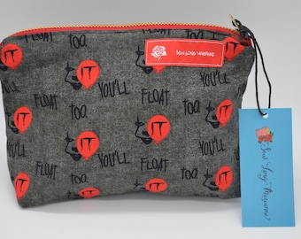 IT Pennywise Red Balloon You'll Float Too Zipper Pouch - Medium Size