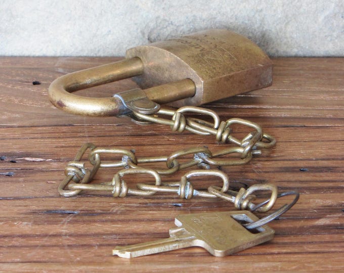 Vintage Brass American Lock Company USA Padlock Set Metal US Lock With