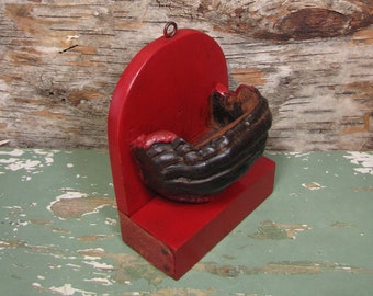 Vintage Matchstick Holder: Chaga Mushroom, Wall Mount, Handmade, Folk Art Matches Pocket