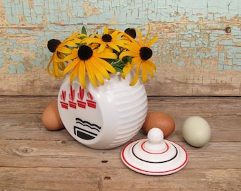 Vintage Art Deco Anchor Hocking Fire King Grease Jar with Lid