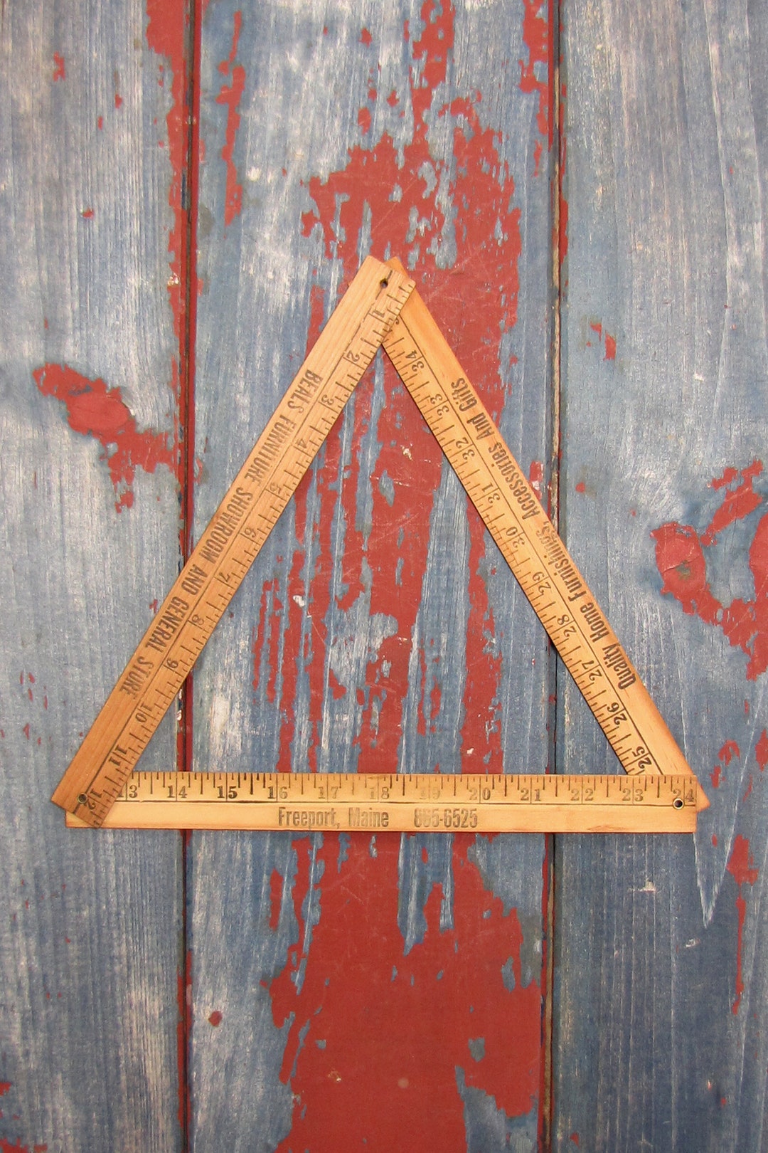 Vintage Wooden Folding Yardstick Beals Furniture Showroom and General