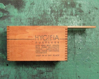 Vintage Hygieia Chalk Box, Small Wood Sliding Lid Crate