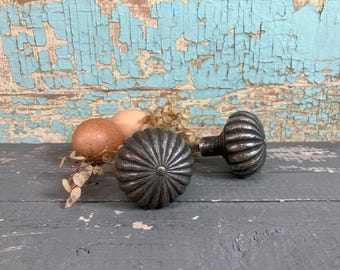 Antique 2 Door Knobs: Brass Pair Vintage Architectural Salvage Doorknobs; Door Handle Hardware