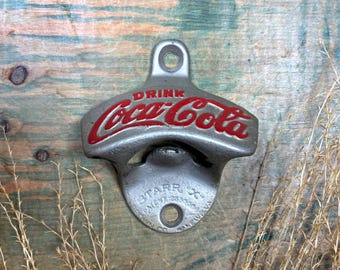 Vintage Coca-Cola Wall Mounted Bottle Opener – Starr X Cast Iron Barware Memorabilia