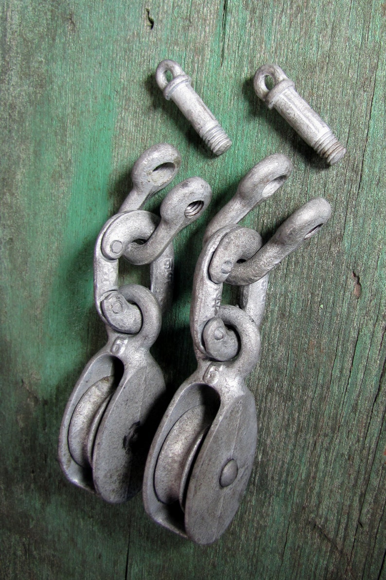 Vintage Set of 2 Pulleys With Screw Shackles and Links Etsy