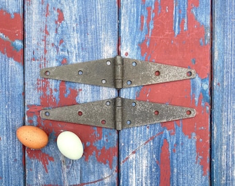 Vintage Rustic Steel Barn Door Strap Hinges, Set of 2