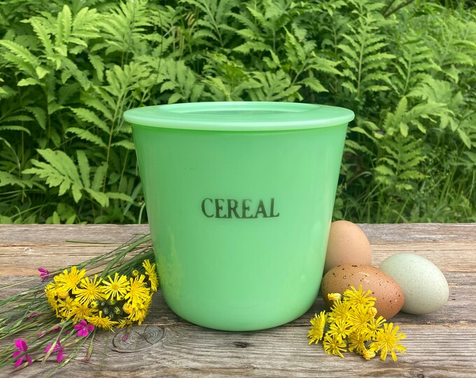 Vintage Rare Jadeite Cereal Canister With Lid Mckee Jadite Mid Century