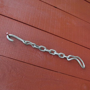 Vintage Iron Hook, Chain and Loop One-of-a-Kind Farmhouse Hardware