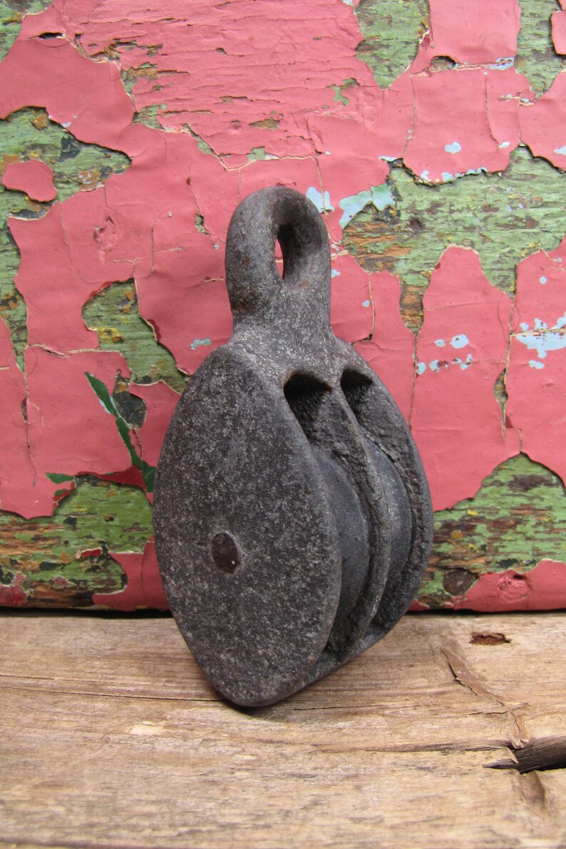 Vintage Mini Cast Iron Double Pulley Small Metal Eye Loop Tiny Etsy