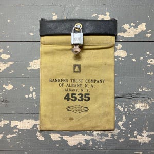 Vintage Bank Bag With Chicago Lock and Co. Padlock With Key for 