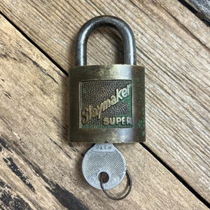 Vintage Slaymaker Super Padlock with Key Set Hardware Steel and Brass Lock Lancaster Pennsylvania USA