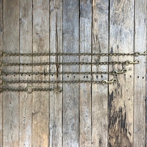 Vintage Lot of Brass Chains Metal Equine Barn Britain Horse Tack Harness Clips Twisted Farmhouse Industrial Hanging Plant Pot Pendant Light
