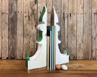 Antique Corbels: White & Green Architectural Salvage Shelf Brackets