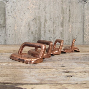 Vintage 4 Large Trunk Handles Set of Steel with Copper Finish Pulls Retro Hardware Set
