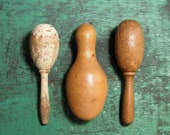 Vintage Darning Eggs 3 Piece Antique Sock Darner Wooden Sewing Accessories Notions Tools