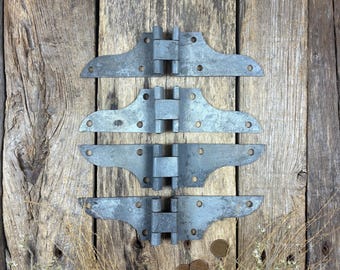 Antique Set of 4 Hinges: Apple Crate Double Jointed Orchard Hardware