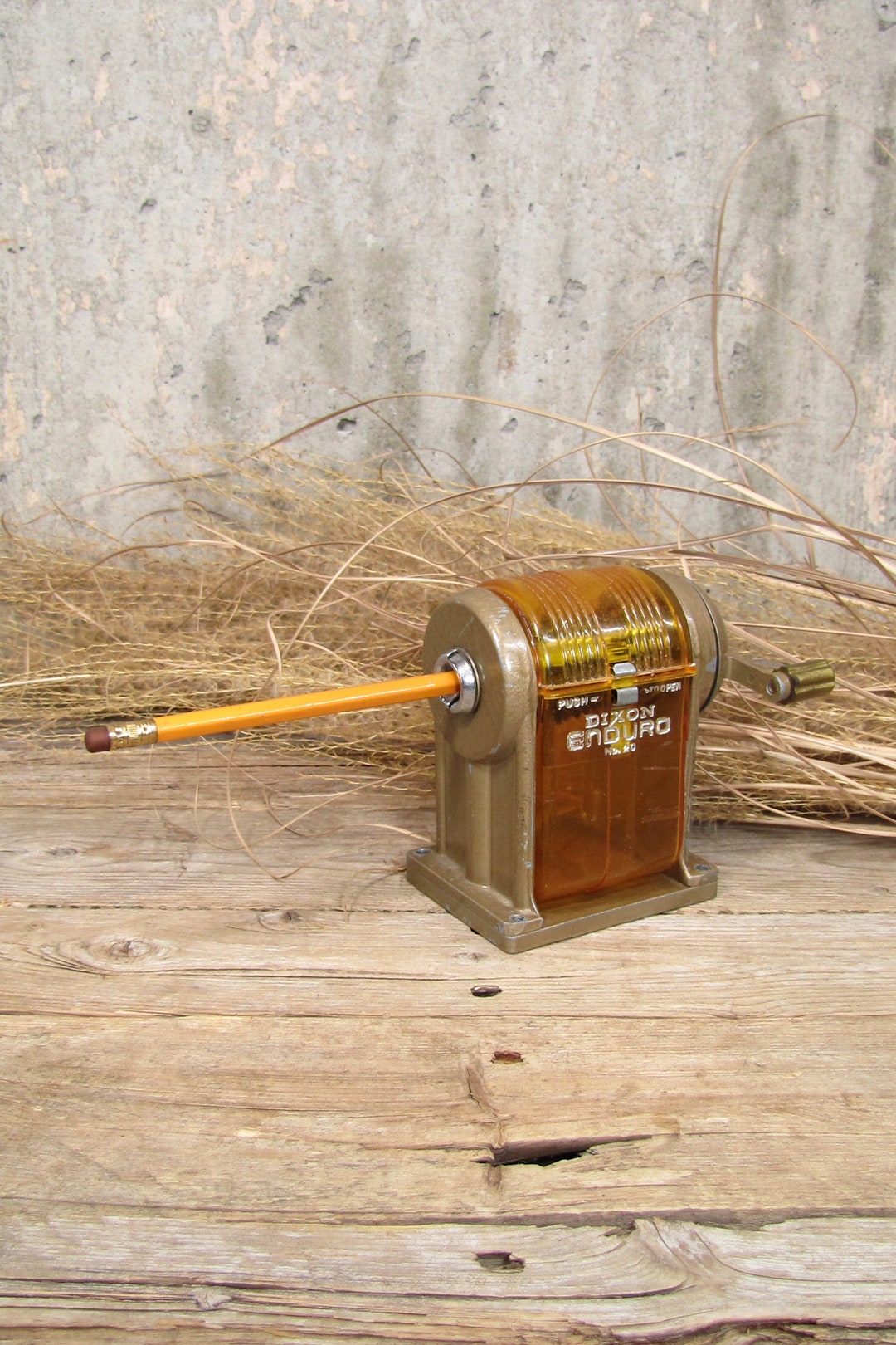Vintage Pencil Sharpener Dixon Enduro Amber Transparent Mid Etsy
