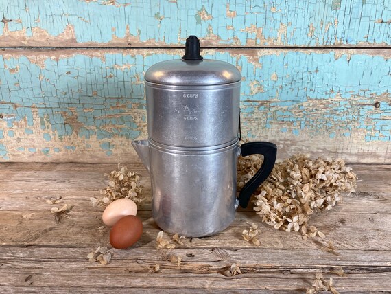 Pure Aluminum Great Northern MFG Co Coffee Pot Chicago, Vintage Large  Percolator 