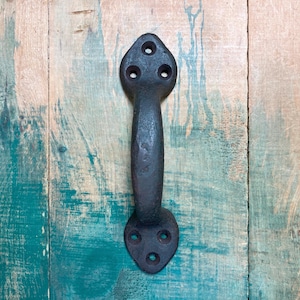 Antique Cast Iron Leaf Handle - Rustic Barn Door Pull