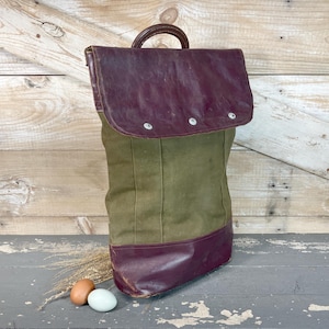 Vintage Heavy Canvas and Leather Utility Bag Military Messenger Mailbag Antique Manchester Train Tote Postal Supply Carrier
