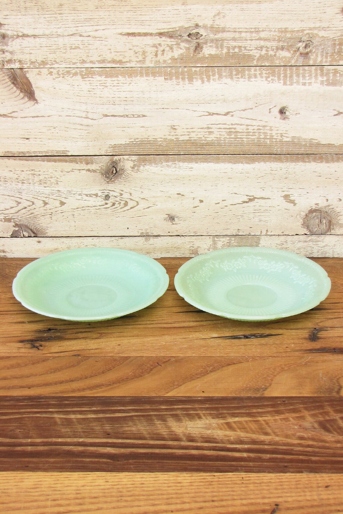 Vintage Set of 2 Jadeite Alice Saucers Pair by Fire King Etsy
