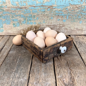 Vintage Rustic Wood Drawer with Porcelain Knob Small Storage